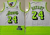 Lakers Bape 24 Kobe Bryant White Fluorescent Green Split Hardwood Classics Jersey,baseball caps,new era cap wholesale,wholesale hats